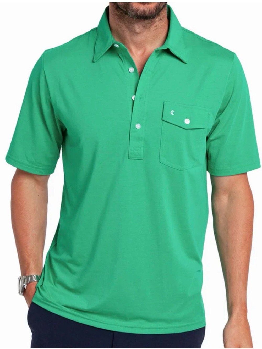 Criquet Men's Large Performance Players Shirt in Golf Green